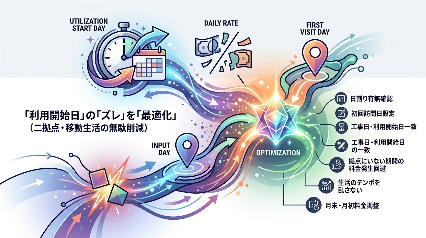 【開始日OS】利用開始日を“日割り×初回訪問日”で最適化する二拠点思考