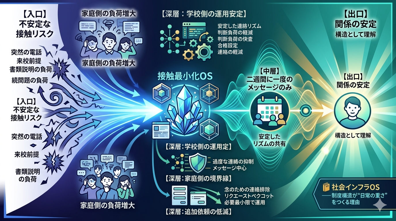 ■1722｜【接触最小化OS】二週間に一度のメッセージだけで学校との関係が安定する構造