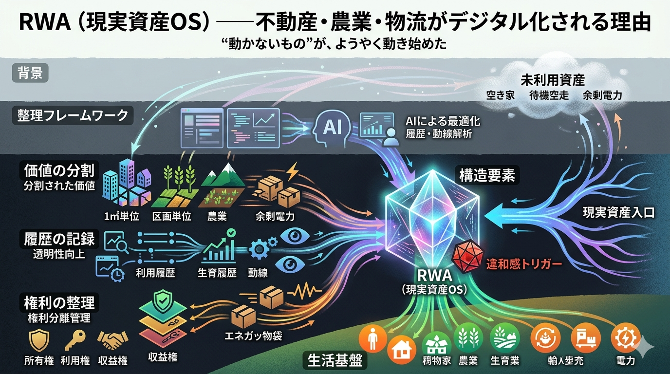 ■792｜RWA（現実資産OS）──不動産・農業・物流がデジタル化される理由： “動かないもの”が、ようやく動き始めた