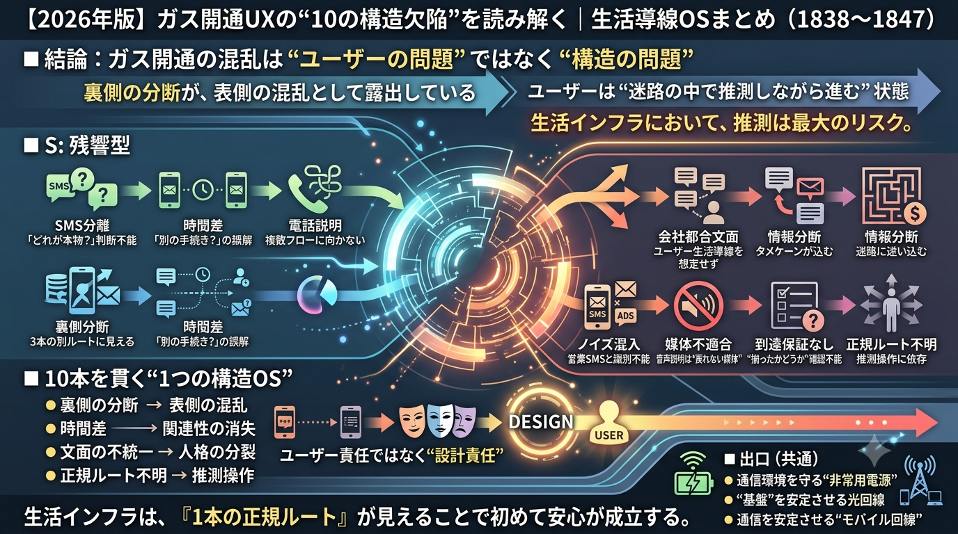 【2026年版】ガス開通UXの“10の構造欠陥”を読み解く｜生活導線OSまとめ（1838〜1847）