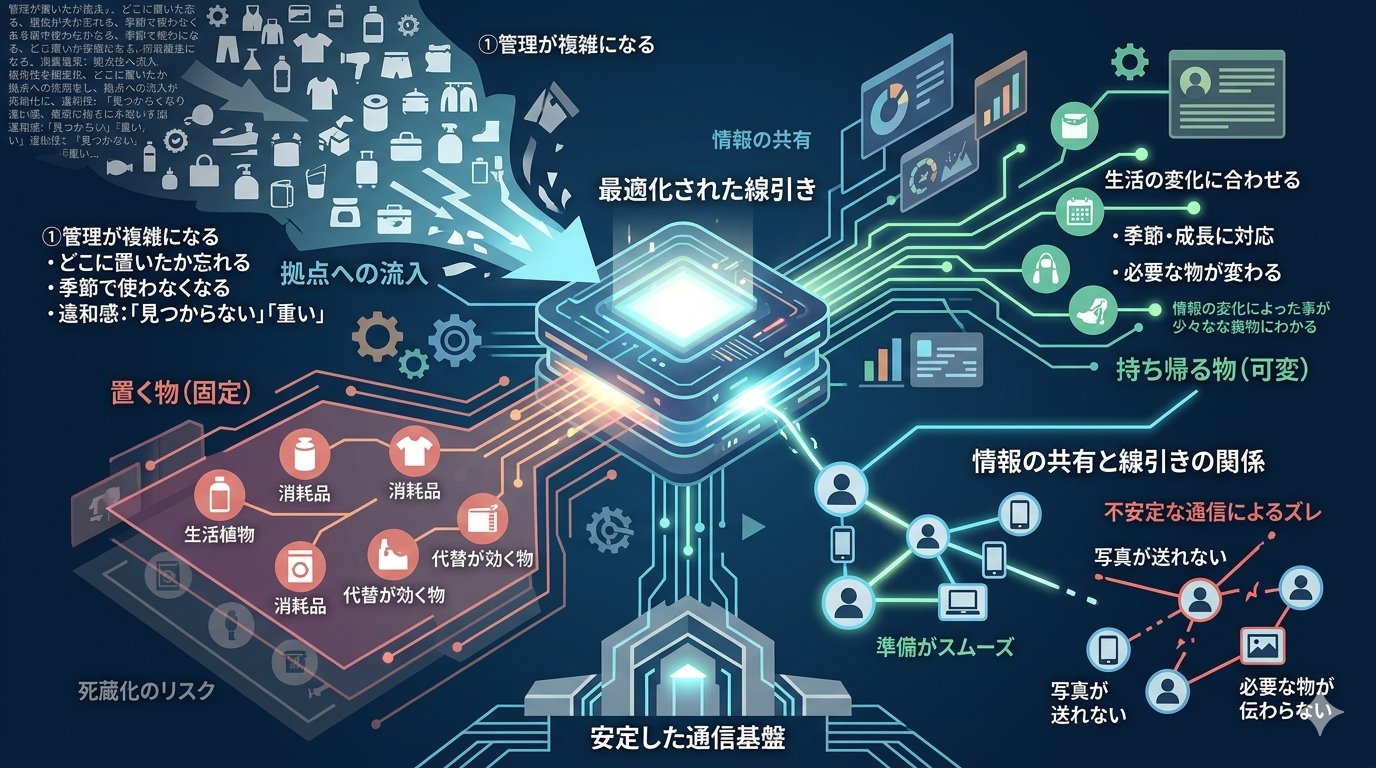 【二拠点生活OS】置く物と持ち帰る物の線引きが重要になる理由