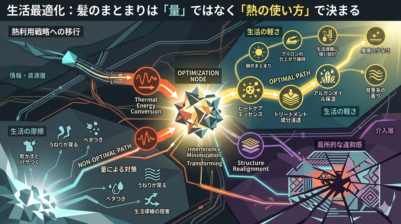 【暮らしの最適化】髪のまとまりは“量”ではなく“熱の使い方”で決まる｜プリュスオー メロウオイル