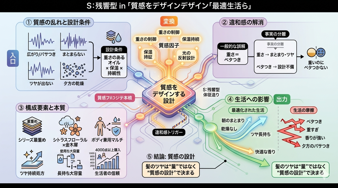 【暮らしの最適化】髪のツヤは“量”ではなく“質感の設計”で決まる｜track オイル No.3（金木犀）