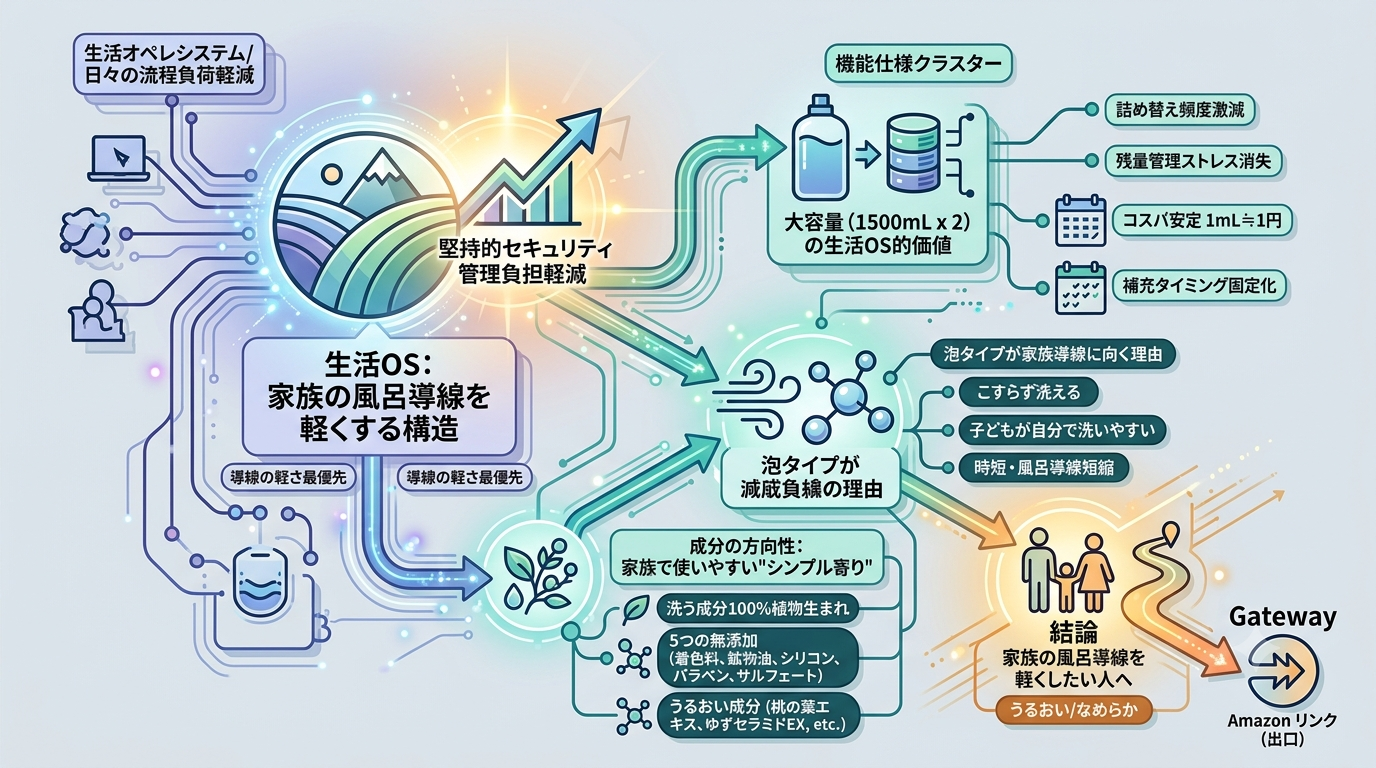 【生活OS】“家族の肌を軽く守る”ナイーブ泡ボディソープ（1500mL×2）の構造