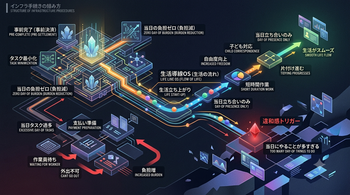 【生活導線OS】事前決済＋当日立ち合いで“負担がほぼゼロ”になるインフラの組み方