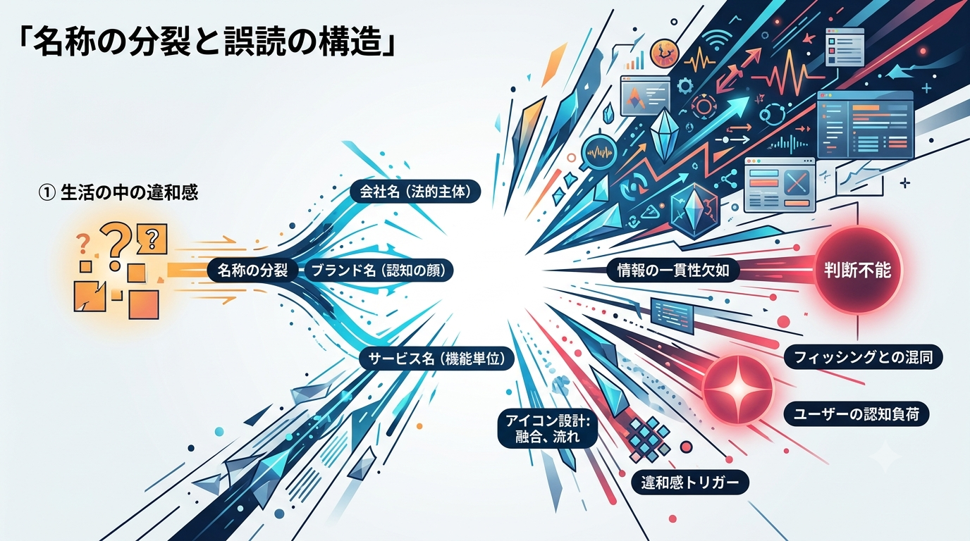【生活導線OS】会社名・ブランド名・サービス名が分裂し誤読を生む構造（1786 ）
