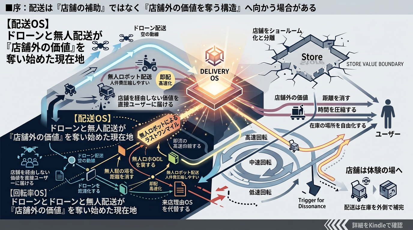 2193｜【配送OS】ドローンと無人配送が“店舗外の価値”を奪い始めた現在地──物流 × 小売構造：サービスが突然“分裂”して見える理由──