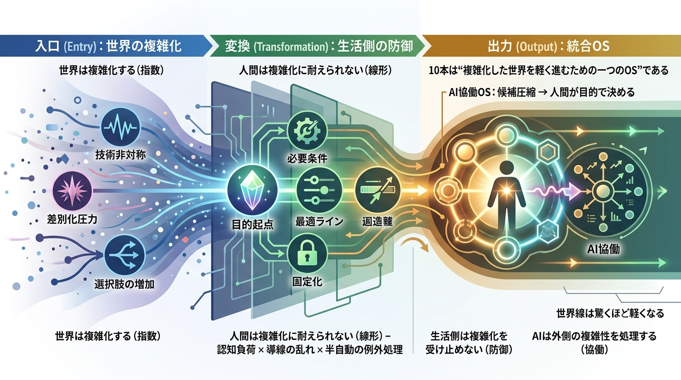 2484〜2493【10本まとめ｜世界の複雑化を“生活側の構造”で受け止めない技術体系】──認知限界 × 差別化圧力 × 技術非対称 × 半自動 × 目的起点 × 最適ライン──