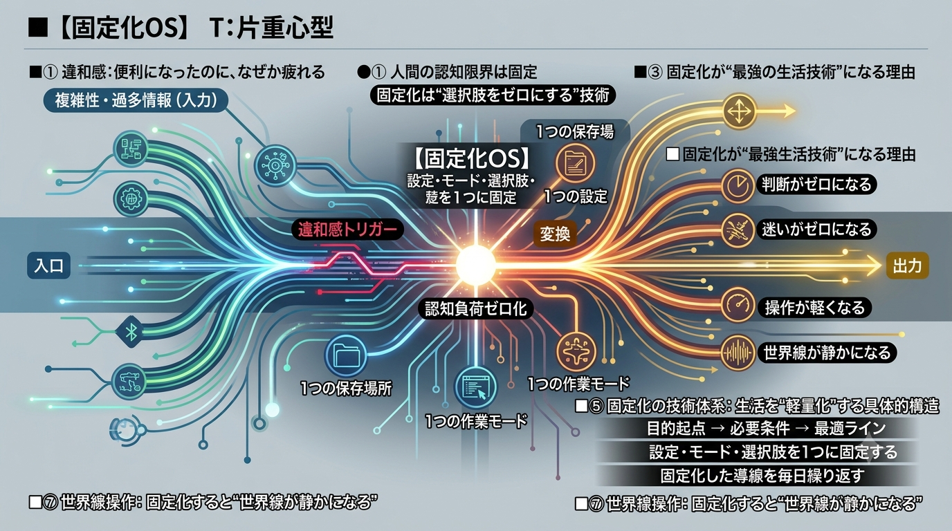 2490｜【固定化OS】設定・モード・選択肢を1つに固定すると生活が劇的に軽くなる — ──認知負荷ゼロ化 × ルーティン最適化 × 世界線の静けさ──