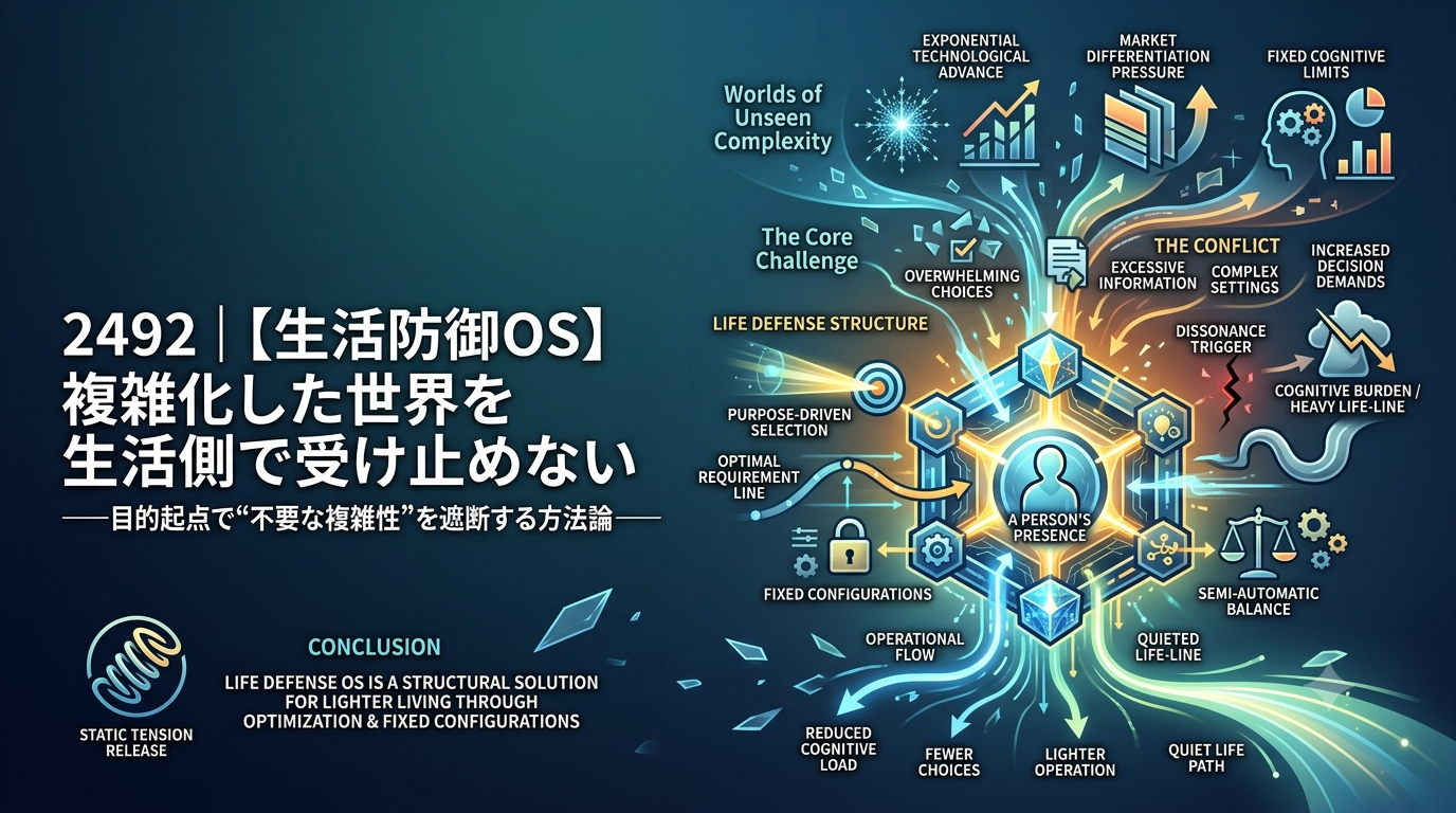 2492｜【生活防御OS】複雑化した世界を生活側で受け止めない — ──目的起点で“不要な複雑性”を遮断する方法論──