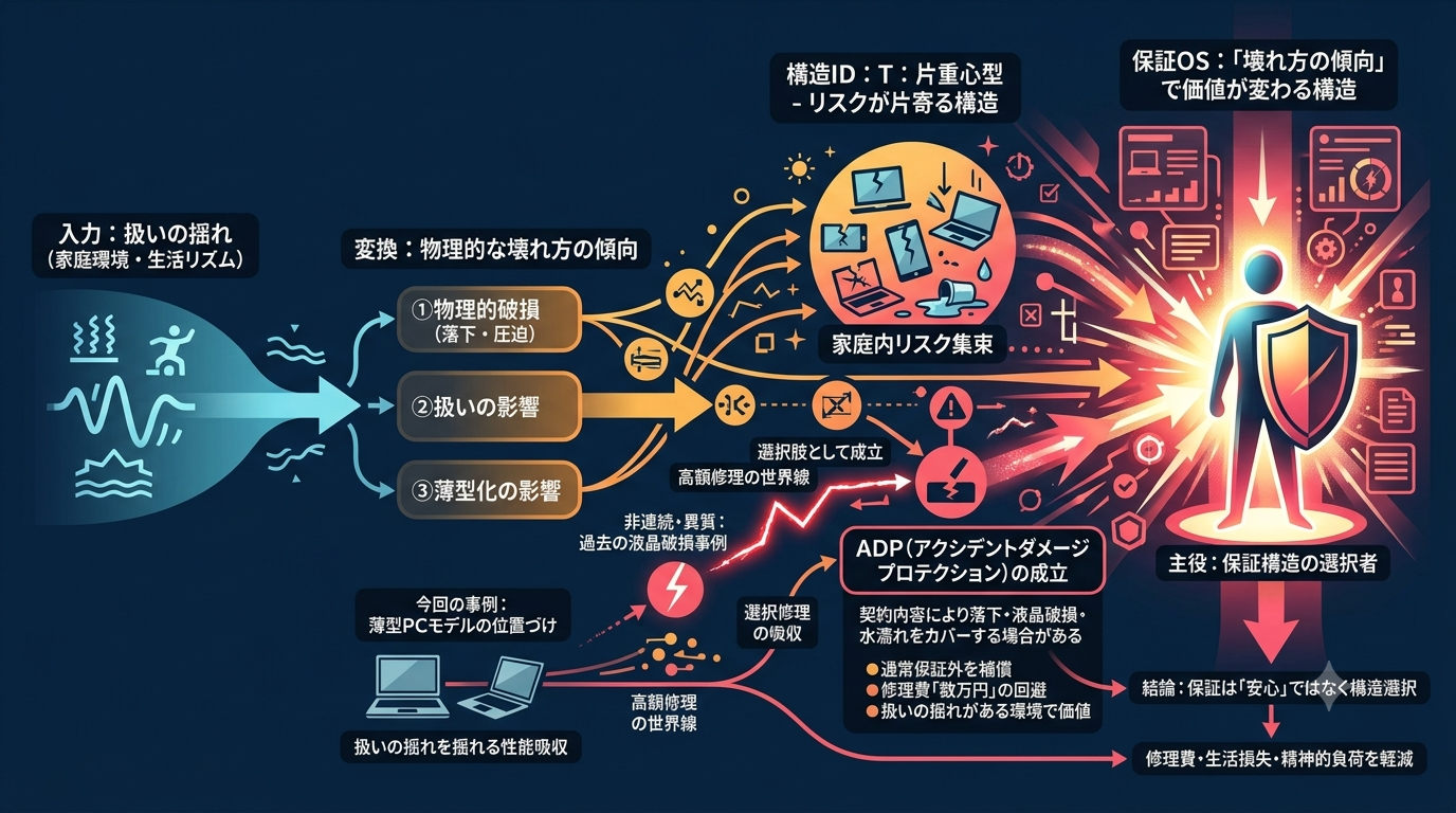 2657｜【保証OS】保証は“壊れ方の傾向”で価値が変わる場合がある──ADP（アクシデントダメージプロテクション）が選択肢になる構造──