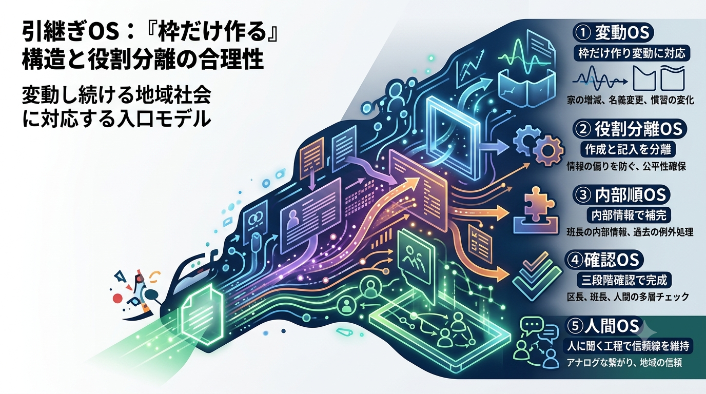 2697｜【引継ぎOS】引継ぎ資料は“枠だけ作る”構造で、結果は次の班が記入するという役割分離の合理性