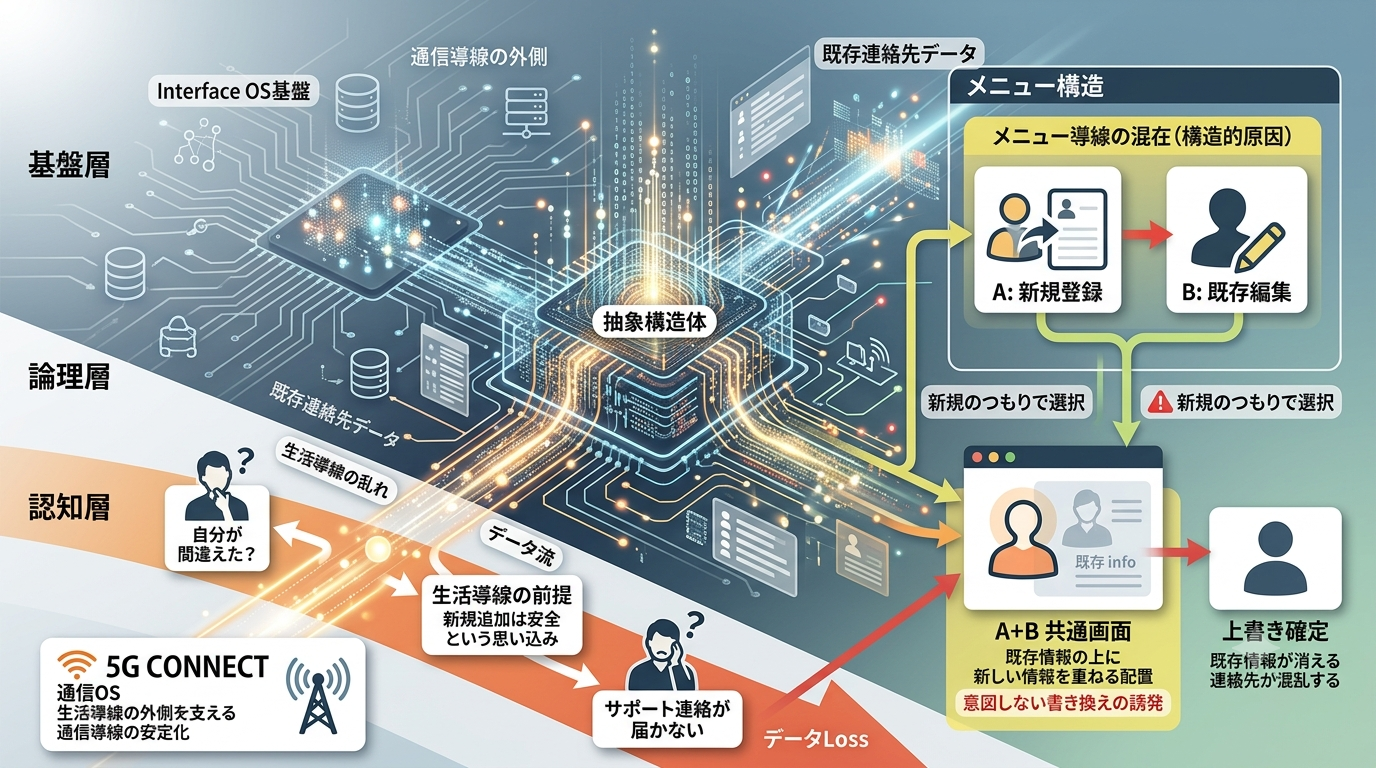 ■1987｜【Interface OS】既存連絡先の“無意識な上書き”を誘発するメニュー導線の危険性