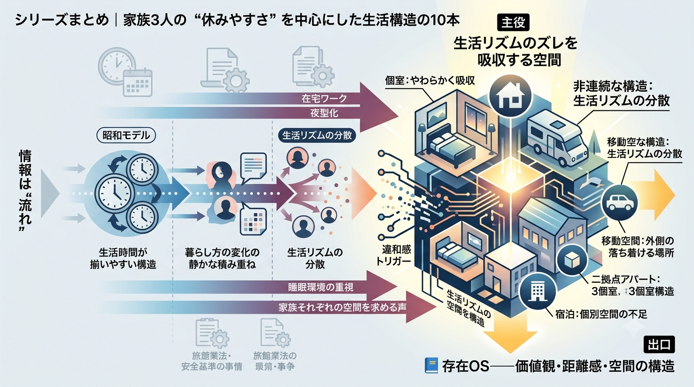 ■シリーズまとめ｜家族3人の“休みやすさ”を中心にした生活構造の10本