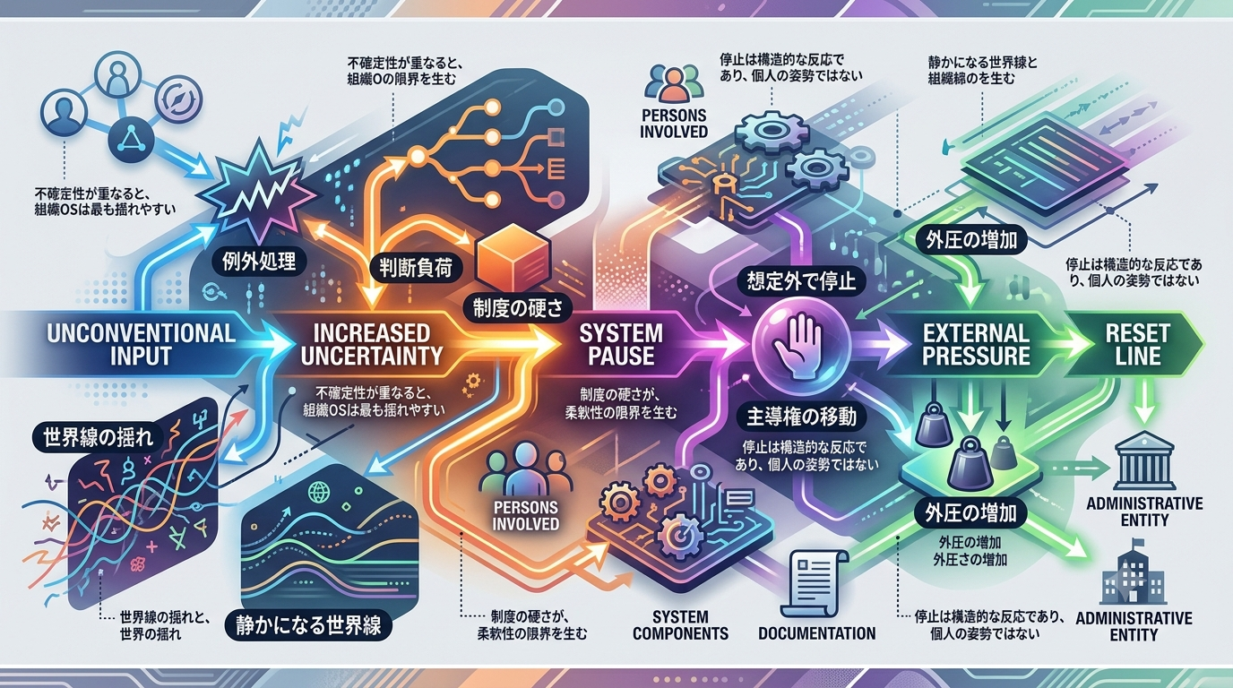 学校OS｜例外処理と不確実性が“世界線の揺れ”を生む10本の構造まとめ（1404〜1581）