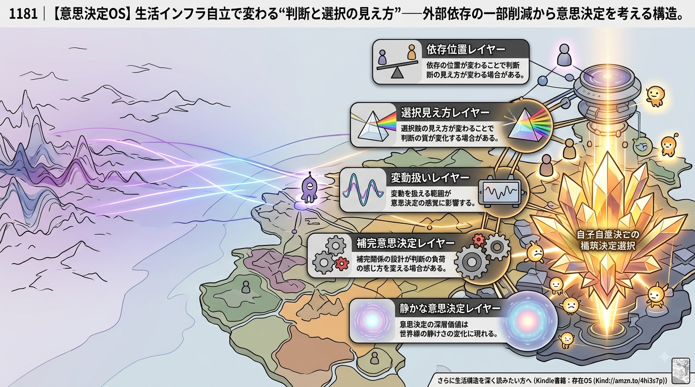 1181｜【意思決定OS】生活インフラ自立で変わる“判断と選択の見え方”──外部依存の一部削減から意思決定を考える構造
