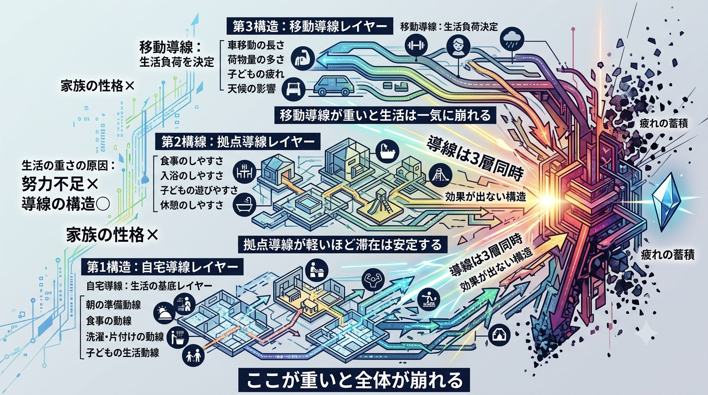 3058｜【生活導線OS】拠点・自宅・移動の3層を軽くし、家族全員が無理なく過ごせる生活リズムを整える構造
