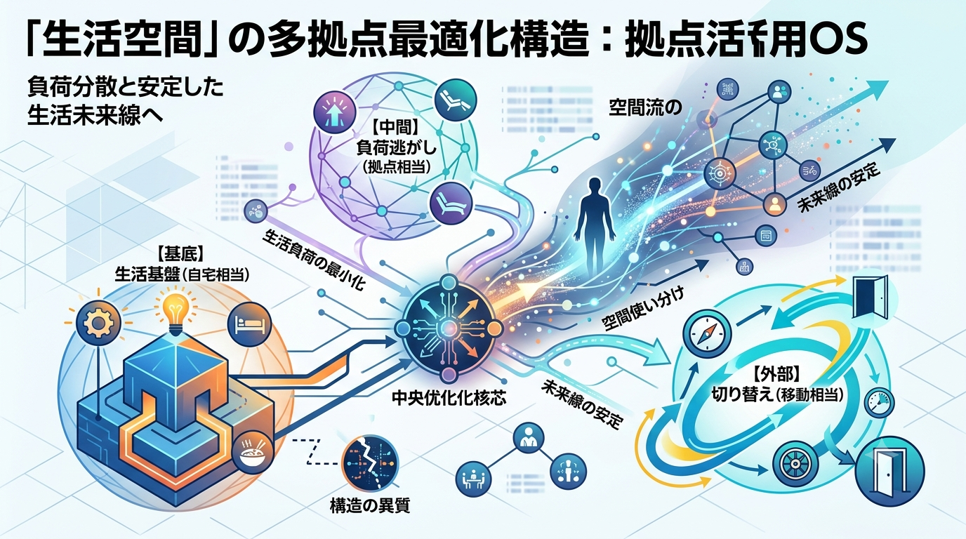 3065｜【拠点活用OS】拠点・自宅・移動の3拠点を使い分け、生活の負荷を最小化する空間設計の構造