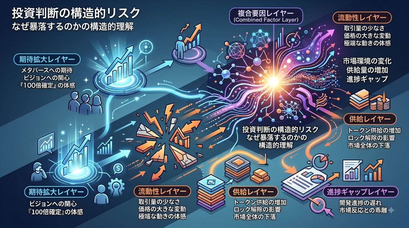 4335｜【Everdome暴落OS】一部SNS・動画で「100倍確定」といった強い表現が見られたメタバース銘柄が、ピーク比で極端に低い水準へ下落したとされる体感事例──投資判断の構造的リスクを読み解く市場構造OS
