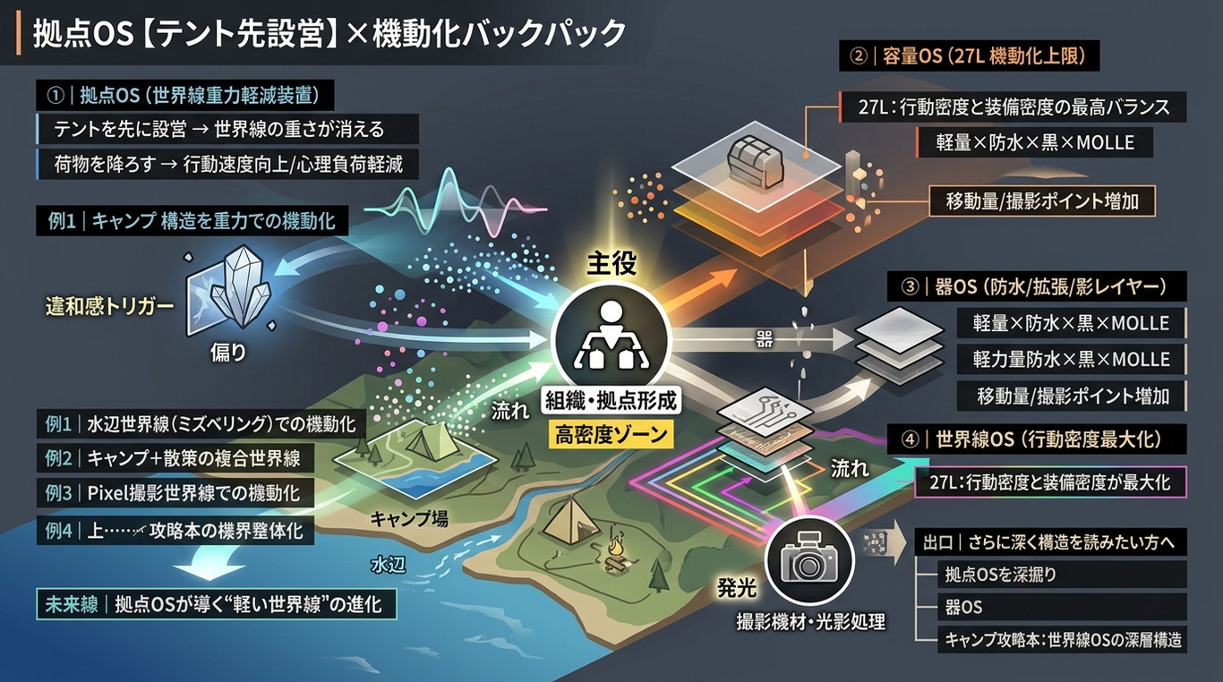 4543｜【拠点OS】テント先設営 → Seibertron 27L 機動化で世界線が軽くなる理由