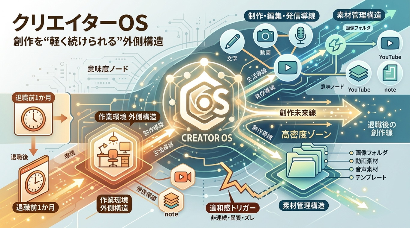 4705｜【クリエイターOS】退職後も創作・仕事・発信を“軽く続けられる”ように、作業環境と流れを外側で整える深層OS