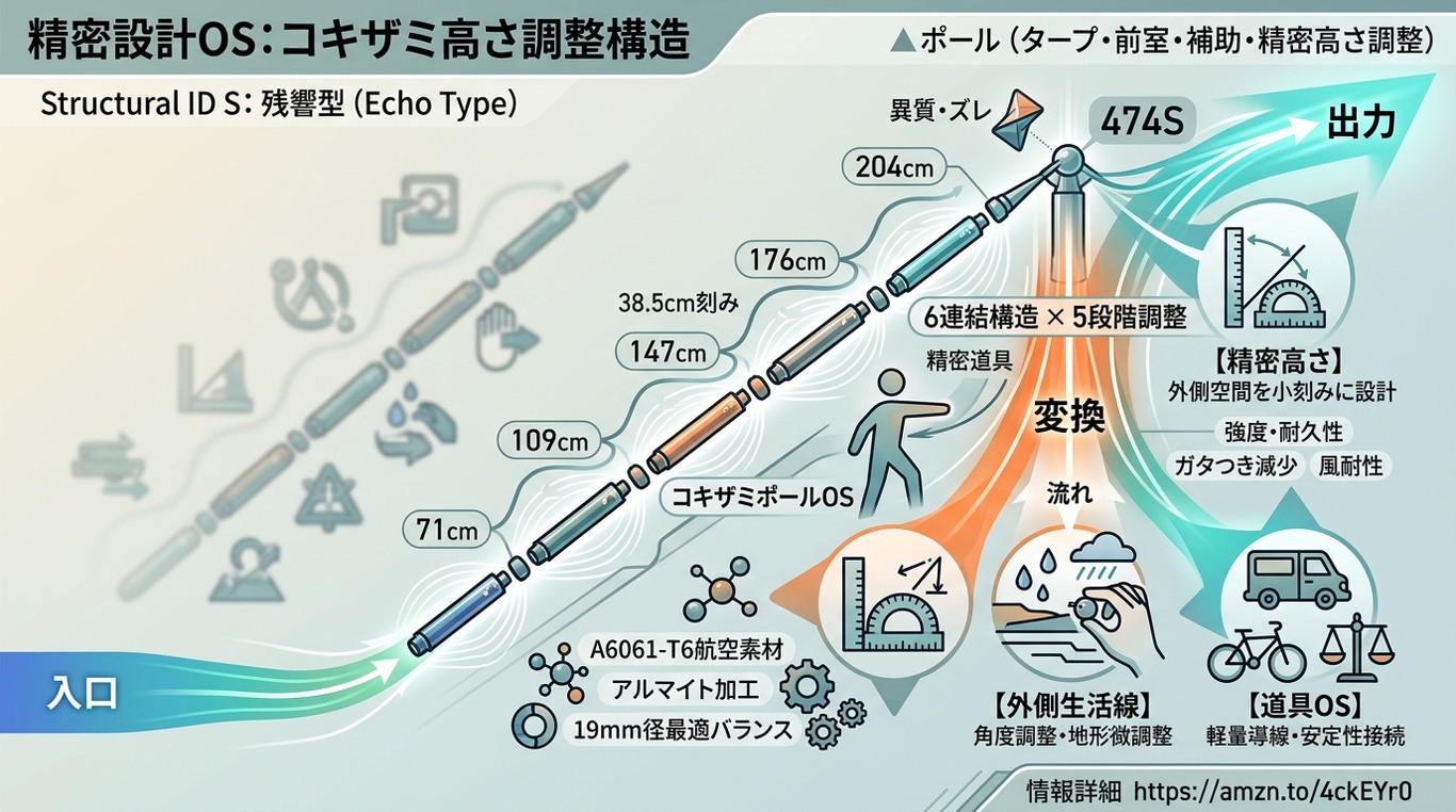 474S｜【コキザミポールOS】“小刻み × 高さ精度 × 19mm安定性”で外側空間を精密に設計する6連結構造