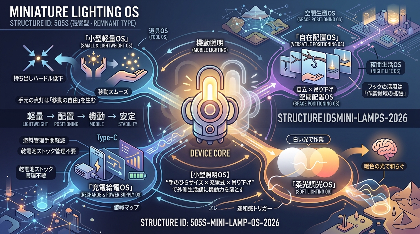 505S｜【小型照明OS】“手のひらサイズ × 充電式 × 吊り下げ”で外側生活線に機動力を落とすコールマン構造