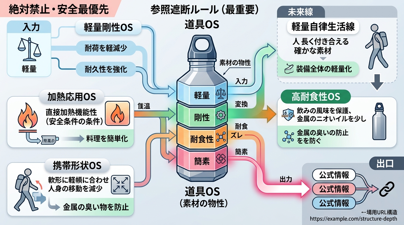 530S｜【チタン剛殻OS｜COOK'N'ESCAPE チタンボトル 1000ml】軽量・耐食性と直火対応の構造