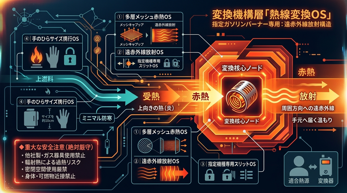 577S｜【熱線変換OS｜Coleman ヒーターアタッチメント】指定ガソリンバーナー専用の遠赤外線放射構造