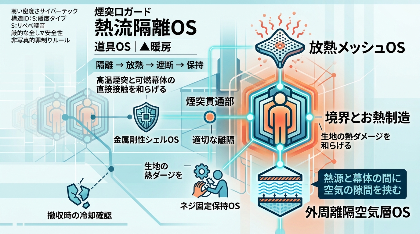 585S｜【熱流隔離OS｜Soomloom ストーブジャック 煙突口ガード】放熱メッシュによる幕体接触低減構造