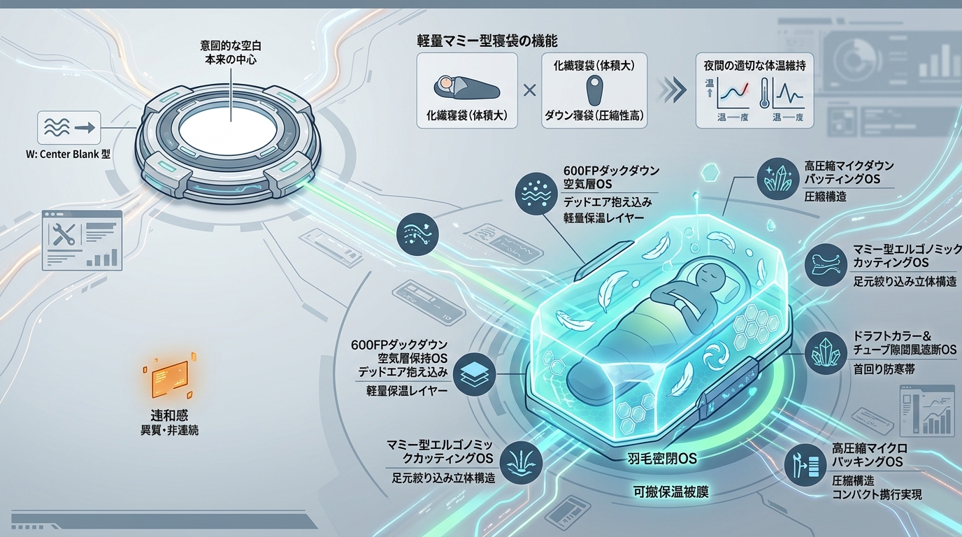 937S｜【羽毛密閉OS｜OneTigris Trek 600 ダウンマミー寝袋】600FPホワイトダックダウンと立体ドラフト構造による軽量3シーズン断熱